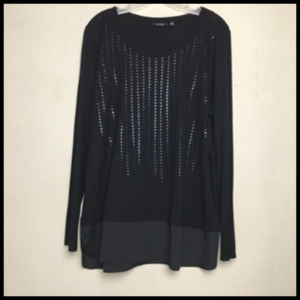 Apt. 9 Beaded Soft Tunic Top With 5" Satin Hem Size XL